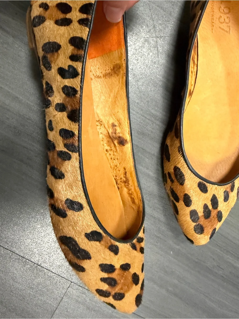 Madewell Leopard Print Pointed Toe calf hair Flats